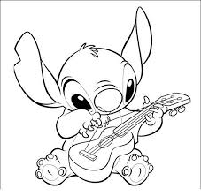 Stitch learns to play ukulele: Lilo And Stitch Coloring Pages 37