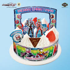 キャラデコクリスマス 仮面ライダージオウ ピーチとパインを サンドしたケーキです クリスマスケーキ クリスマスパーティーメニュー キャラクターケーキ