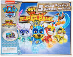 All puzzles fit neatly into the included . Amazon Com Mighty Pups Super Paws 5 Wood Puzzles Toys Games