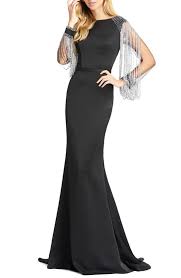 Merchandise cannot be returned if the tags are removed. Mac Duggal Long Sleeve Embellished Gown In Black Modesens