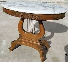 Antique Victorian Pelham Shell Leckie French Provincial Lyre Harp Table Italy French Provincial Table Antiques