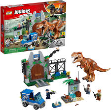 Zach is inside the gyrosphere launched from the pen wall and now he's under direct the indominus rex back to the impound! Amazon Com Lego Juniors 4 Jurassic World T Rex Breakout 10758 Building Kit 150 Pieces Toys Games