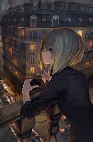 Tomboys hair dark black portraits ~ qwear — tomboy style vs. Wallpaper Anime Girls Portrait Display Original Characters Blonde Bangs Straight Hair Profile Black Shirt Night City Balcony Building Cigarettes Tomboys Looking Away Vertical Artwork Drawing Digital Art Illustration 2d Pixiv