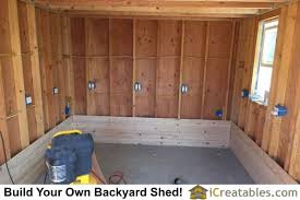 Lay the wall studs on the floor spaced 24 inches apart and attach these plates are 7 inches shorter than the overall wall length because they will sit inside the gable single top plates. Garden Shed Photos Pictures Of Garden Sheds