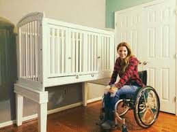 Making Baby S Crib Accessible For Parents In Wheelchairs Push Living Store Cribs Wheelchair Wheelchair Parenting