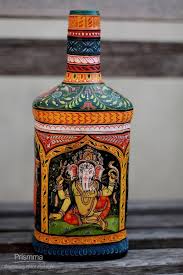 Indian Handicrafts Pattachitra Orissa Bottle Crafts Hand Painted Bottles Bottle Painting