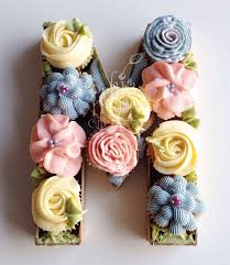 Floral Cupcake Initial Monogram Cupcakes Floral Cupcakes Cake Lettering