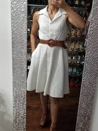 Dd S Discount White Sleeveless Linen Dress With Pockets And Brown Weave Belt Boutique Brown T Strap Platform He Sleeveless Linen Dress Linen Dress Dresses
