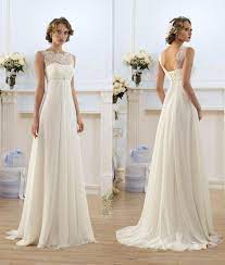 Chiffon A Line Empire High Waist Wedding Dresses Lace Sheer Neckline Lace Up Ba Vintage Ball Gown Wedding Dresses Chiffon Empire Wedding Dress Long Bridal Gown
