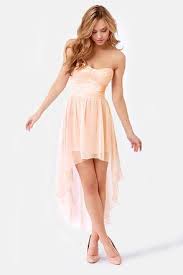 Keep A High Low Profile Strapless Peach Dress In 2020 Peach Dress Pretty Dresses Gorgeous Dresses