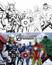 Marvel Superheroes Avengers Standing Ready Double Coloring Page For Kids Printable Avengers Coloring Pages Marvel Coloring Avengers Coloring