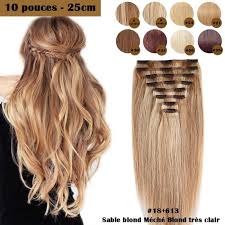 Les extensions capillaires à clips : Extensions A Clip En Cheveux Naturels Double Weft 25cm 110g Sable Blond Meche Blond Tres Clair 8 Pcs 18 Clips In Remy Human Achat Vente Perruque Postiche Extensions A Clip En Cheveux Cdiscount