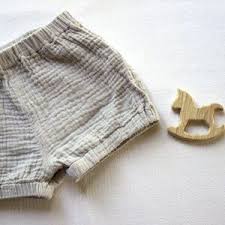 Bloomer Bebe Fille Garcon En Coton Double Gaze Gris Culotte Bouffante Couture Bebe Garcon Bloomer Bebe Vetement Bebe Garcon