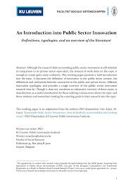 Pdf An Introduction Into Public Sector Innovation Definitions Typologies And An Overview Of The Literature
