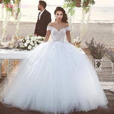 Aliexpress Com Buy White Wedding Dress Turkey Puffy Tulle Lace Bridal Dresses Ball Gown Off Sho Wedding Dresses Beaded Wedding Gowns Lace Bridal Dresses Lace