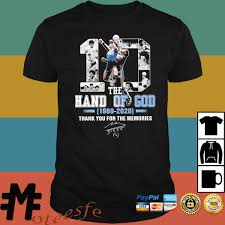 Limited time sale easy return. 10 Diego Maradona The Hand Of God 1960 2020 Thank You For The Memories Signature Shirt Hoodie Tank Top Sweater And Long Sleeve T Shirt
