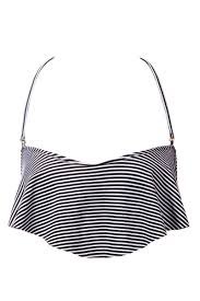 Black And White Striped Swimsuit Top Solkissed Aurora Flounce Halter Bikini Top Black White Stripe Print Bikini Tops Black Bikini Tops Black White Stripes