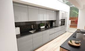 The grey tile below picks up the blue in the cabinets. Kitchens High Gloss Vidolette Office And Home Designs