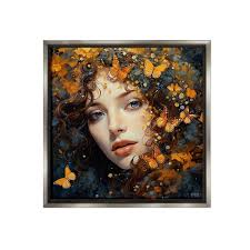 Stupell Woman with Monarch Butterflies Framed Floater Canvas Wall Art  Design By RB