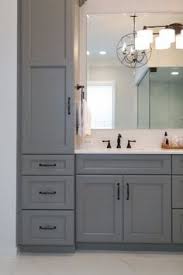 Gray Bathroom Vanity With Towers And Drawers For Bathroom Storage Bathroom Drawers St Guest Bathroom Remodel Bathroom Design Small Grey Bathroom Vanity