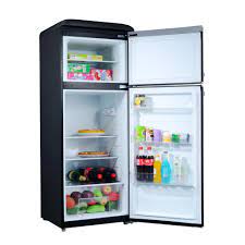 Galanz 7 6 Cu Ft Retro Mini Refrigerator With Dual Door And True Freezer In Black Glr76tbker The Home Depot Compact Refrigerator Stainless Steel Refrigerator Top Freezer Refrigerator