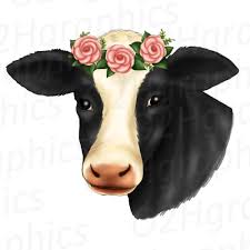 Jennifer gatling apr 2, 2020. Cow Flower Wreath Clipart Sublimation Design Watercolor Drawing Cow Lovers Png I 365 Art