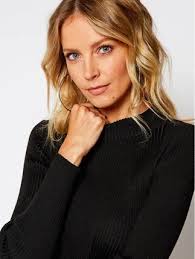 G-Star Raw Sukienka Dzianinowa Lynn Mock D17811-C484-8299 Czarny Slim Fit