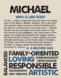 Michael Personalized Name Print Typography Print By Ohbabynames Names With Meaning Boy Name Meanings Italian Baby Names