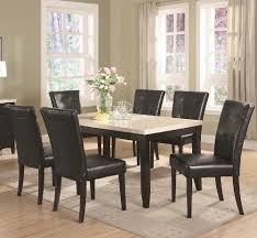 7 Piece Dining Set Faux Marble Top Anisa Collection Coaster Coaster Home Furnishings Dining Table Marble Faux Marble Dining Table Marble Dining