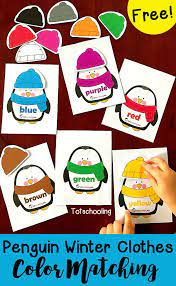 Penguin Winter Clothes Color Matching Preschool Activities Preschool Colors Toddler Activities