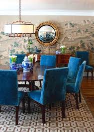 Convex Mirror Wall Decor Home Design Interior Ideas Dining Room Wallpaper Beautiful Dining Rooms Dining Room Blue