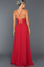 Kirmizi Sirt Dekolteli Sifon Abiye Abu070 2020 Elbise Moda Stilleri Elbise Modelleri