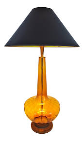 Large 1950 S Vintage Murano Amber Glass Table Lamp Italy Italian Mid Century Modern Mcm Palm Beach Boho Chic Tropical Amber On Lamp Table Lamp Glass Table Lamp