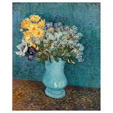Van gogh blue vase with flowers. Kunstdruck Auf Leinwand Blumen In Blauer Vase Vincent Van Gogh Wanddeko Canvas