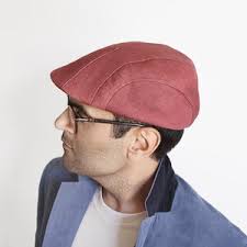 Organic Cotton Denim Flat Cap Bradley In Red Karen Henriksen