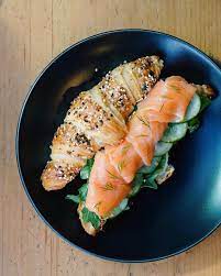 Smoked Salmon Everything Bagel Seed Croissant Arugula Tossed In Olive Oil Pickled Cucumber Fresh Dill Cream Cheese Soul Food Brunch Pastries Smoked Salmon