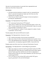 Electoral System Essay Plan