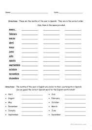 However, in written spanish it is most common to see the months. Spelling Months Of The Year In Spanish With Key English Esl Worksheets For Distance Learning And Physical Classrooms