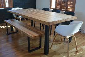 Ensemble De Salle A Manger Table Et Banc De Style Butcher Block En Merisier Table 84 X42 X2 1 2 D Epaisseur Banc 64 X14 X2 Home Decor Dining Table Home