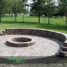 Your patio may change in shape and size as the project proceeds; Classic Cobblestone Circle Kit With A Block Fire Ring And Matching Stone Seating Wall Best Size We Ve Fo Outdoor Fire Pit Designs Outdoor Fire Pit Patio Kits
