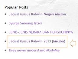 Anda boleh lihat senarai penuh disini. Kursus Kahwin Negeri Melaka 2012 Vs 2013
