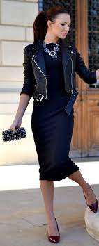 Leather Moto Jacket Statement Necklace Sleek Ponytail By My Silk Fairytale Mini Dress Fashion Edgy Fashion Fashion