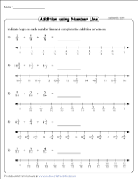 fraction addition using number lines worksheets