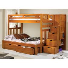 Donco Twin Over Full Stairway Bunk Bed Honey Cool Bunk Beds Stairway Bunk Beds Kids Bunk Beds