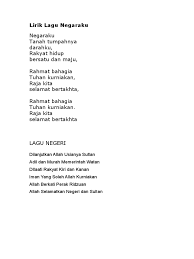The song was adopted in 1988, alongside the adoption of the new state flag as well, in conjunction with the 25th anniversary of sarawak's independence within malaysia. Lagu Negaraku Lirik