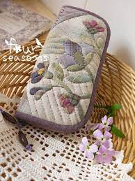 四季材料包 灰紫调先染贴花长款风琴褶钱包 四季手工的博客 wallet pattern quilted bag japanese patchwork