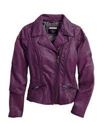 Harley Davidson Women S Black Label Purple Leather Biker Jacket 97003 14vw Purple Leather Jacket Purple Leather Leather Pants Women