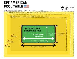 Pool Table Size Chart Us 8ft Pool Table In 2020 Pool Table Sizes Pool Table Dimensions 7ft Pool Table