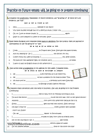 Present Continuous And Going To For Future Plans Exercises Pdf Expressing Future Grammar Worksheets 9th Grade English Grammar