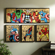 Marvel Superheroes Canvas Art Prints Set Of 4 Superhero Room Marvel Bedroom Avengers Wall Art